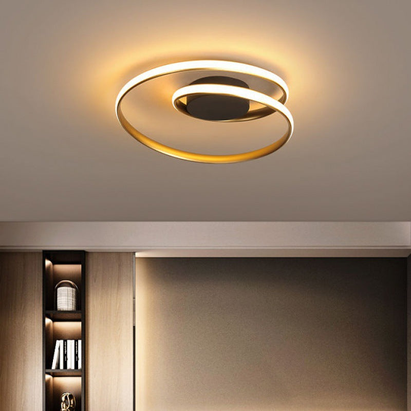 Contemporary Creative Circle Iron Aluminum LED Semi-Flush Mount Ceiling Light For Bedroom