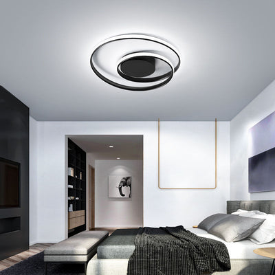 Contemporary Creative Circle Iron Aluminum LED Semi-Flush Mount Ceiling Light For Bedroom