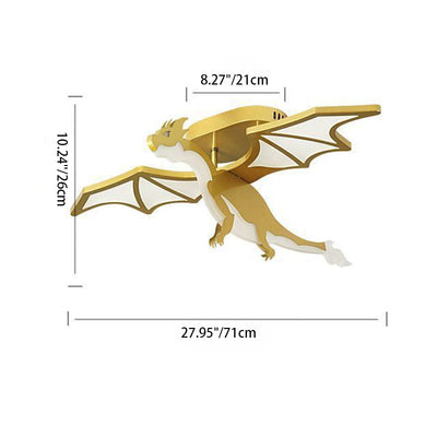 Contemporary Creative Kids Cartoon Dinosaur Metal Acrylic LED Semi-Flush Mount Ceiling Light For Bedroom