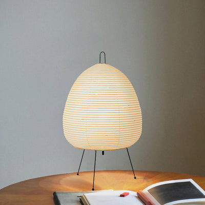 Traditional Japanese Dome Aluminum Paper 1-Light Table Lamp For Bedroom