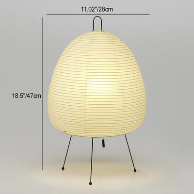 Traditional Japanese Dome Aluminum Paper 1-Light Table Lamp For Bedroom