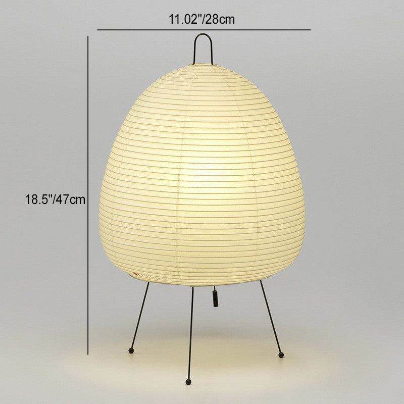 Traditional Japanese Dome Aluminum Paper 1-Light Table Lamp For Bedroom