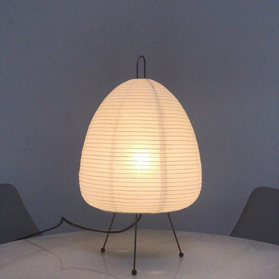 Traditional Japanese Dome Aluminum Paper 1-Light Table Lamp For Bedroom