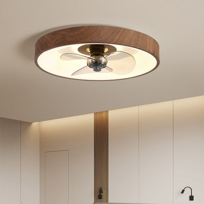 Modern Simplicity Round Iron Acrylic LED Flush Mount Ceiling Fan Light For Bedroom