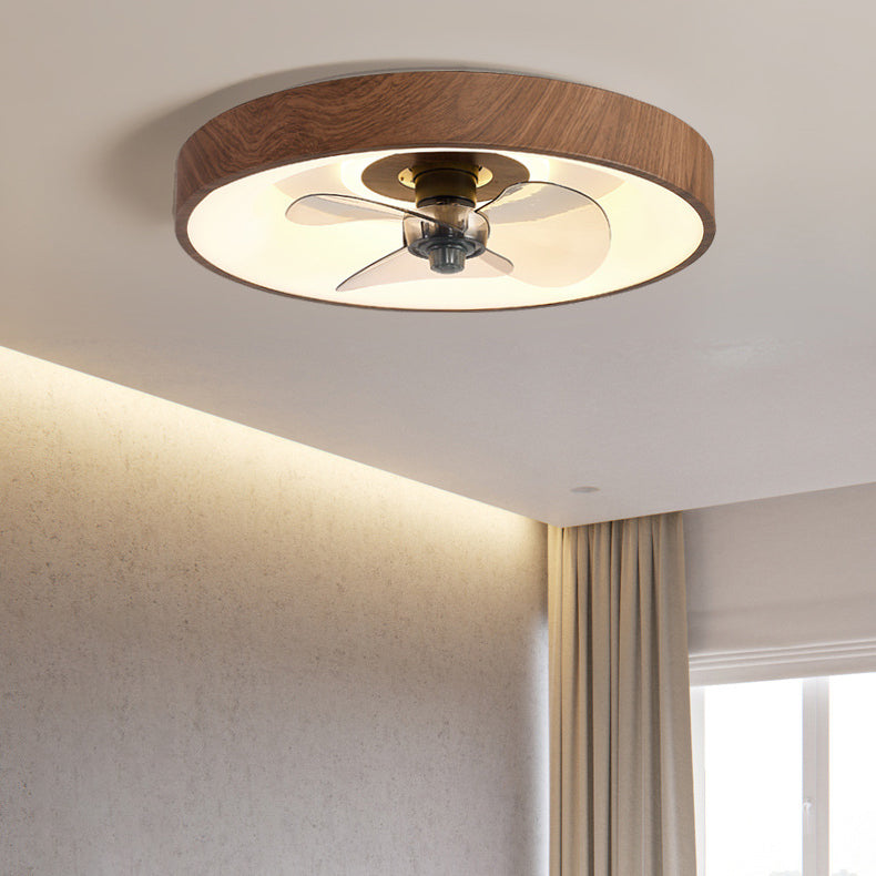 Modern Simplicity Round Iron Acrylic LED Flush Mount Ceiling Fan Light For Bedroom