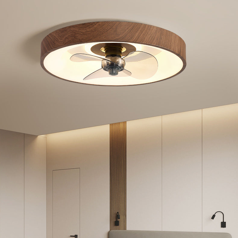 Modern Simplicity Round Iron Acrylic LED Flush Mount Ceiling Fan Light For Bedroom