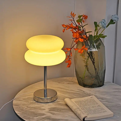 Contemporary Creative Tart Iron Glass LED Table Lamp For Bedroom