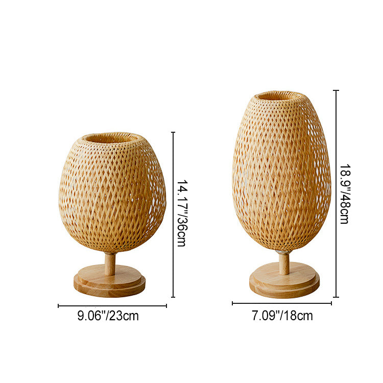 Traditional Chinese Jar Bamboo Solid Wood 1-Light Table Lamp For Bedroom