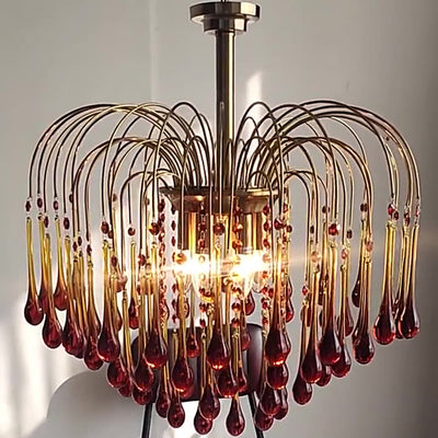 Modern Luxury Water Drop Iron Crystal Glass 6-Light Chandelier For Living Room