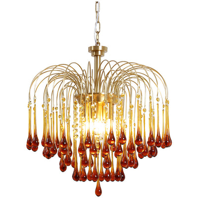 Modern Luxury Water Drop Iron Crystal Glass 6-Light Chandelier For Living Room