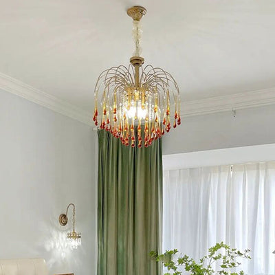 Modern Luxury Water Drop Iron Crystal Glass 6-Light Chandelier For Living Room