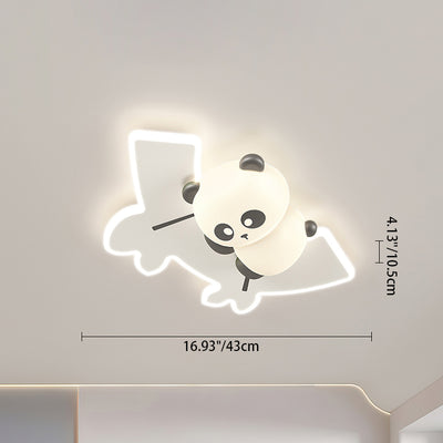 Contemporary Creative Kids Cartoon Panda Iron Acrylic LED Flush Mount Ceiling Light For Bedroom