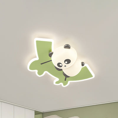 Contemporary Creative Kids Cartoon Panda Iron Acrylic LED Flush Mount Ceiling Light For Bedroom