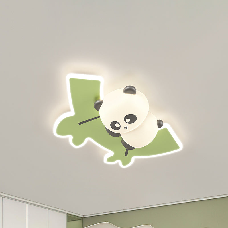 Contemporary Creative Kids Cartoon Panda Iron Acrylic LED Flush Mount Ceiling Light For Bedroom