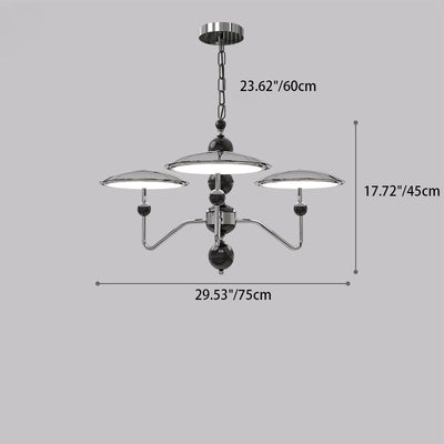 Traditional French Flying Saucer Iron Aluminum Light Guide Plate LED Chandelier For Living Room