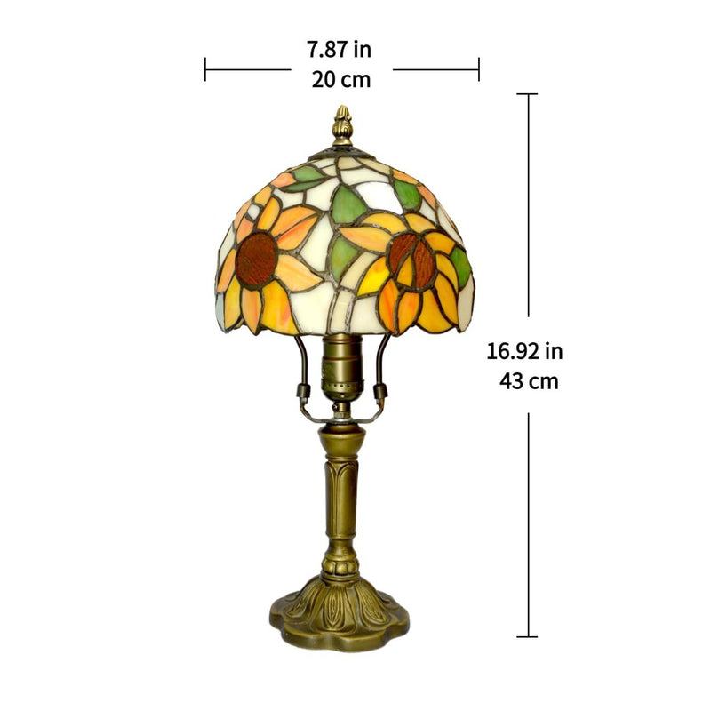 Traditional Tiffany Dome Metal Glass 1-Light Table Lamp For Bedroom