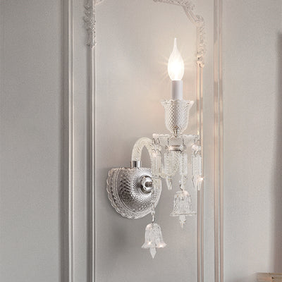 Modern Luxury Candle Stainless Steel Crystal 1-Light Wall Sconce Lamp For Hallway