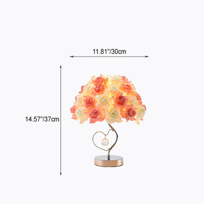 Contemporary Creative Flower Dome Fabric Metal Crystal 1-Light Table Lamp For Bedroom