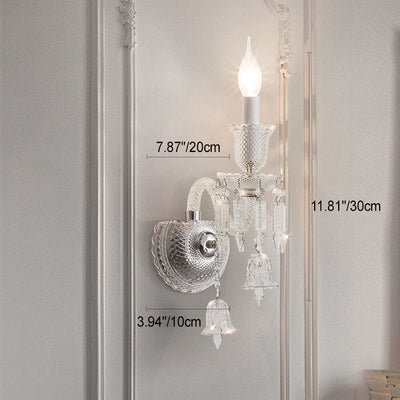 Modern Luxury Candle Stainless Steel Crystal 1-Light Wall Sconce Lamp For Hallway