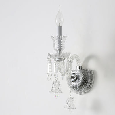 Modern Luxury Candle Stainless Steel Crystal 1-Light Wall Sconce Lamp For Hallway