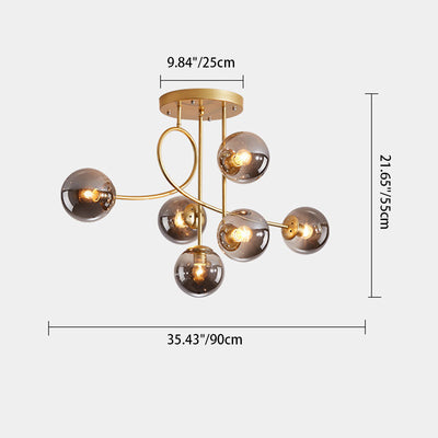 Contemporary Nordic Sphere Iron Glass 6-Light Chandelier For Bedroom