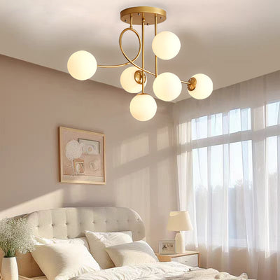 Contemporary Nordic Sphere Iron Glass 6-Light Chandelier For Bedroom