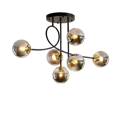 Contemporary Nordic Sphere Iron Glass 6-Light Chandelier For Bedroom