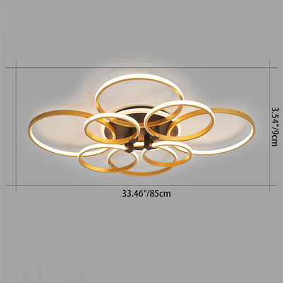 Modern Luxury Circle Metal Acrylic LED Semi-Flush Mount Ceiling Light For Living Room