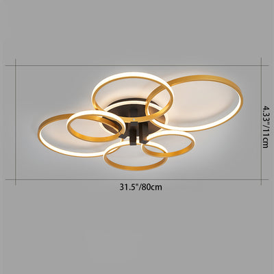 Modern Luxury Circle Metal Acrylic LED Semi-Flush Mount Ceiling Light For Living Room