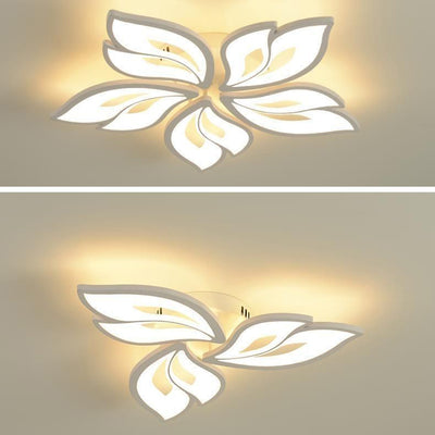 Contemporary Nordic Petal Iron Acrylic LED Semi-Flush Mount Ceiling Light For Living Room