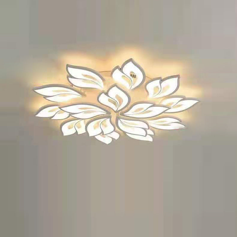 Contemporary Nordic Petal Iron Acrylic LED Semi-Flush Mount Ceiling Light For Living Room