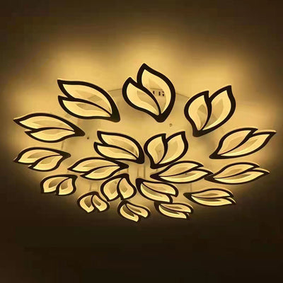 Contemporary Nordic Petal Iron Acrylic LED Semi-Flush Mount Ceiling Light For Living Room