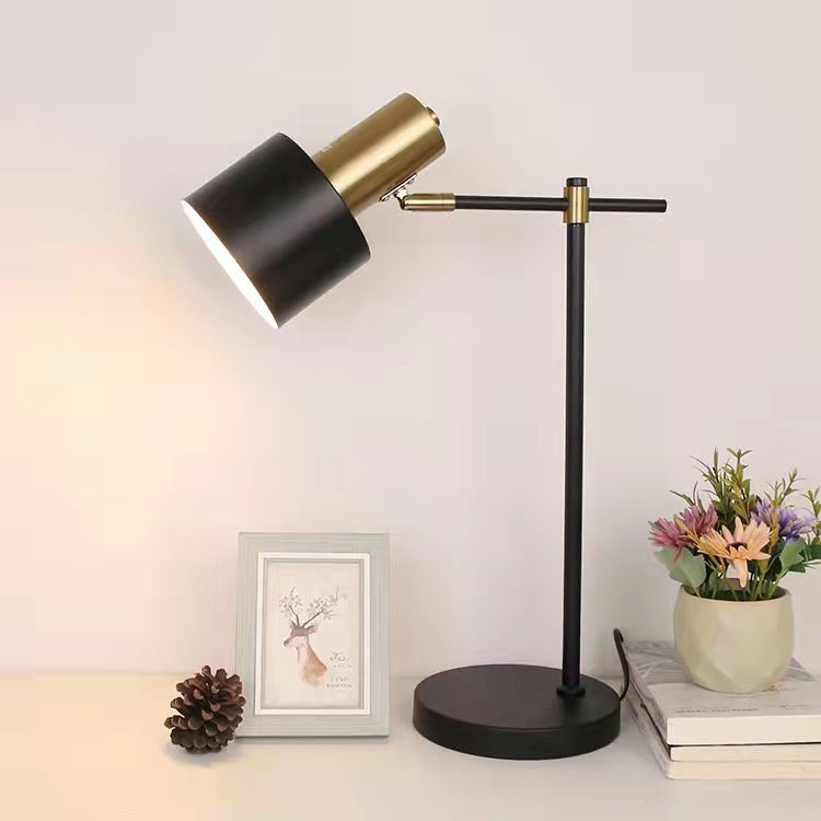 Modern Simplicity Cylinder Iron Metal 1-Light Table Lamp For Bedroom