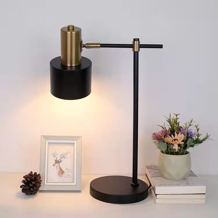 Modern Simplicity Cylinder Iron Metal 1-Light Table Lamp For Bedroom