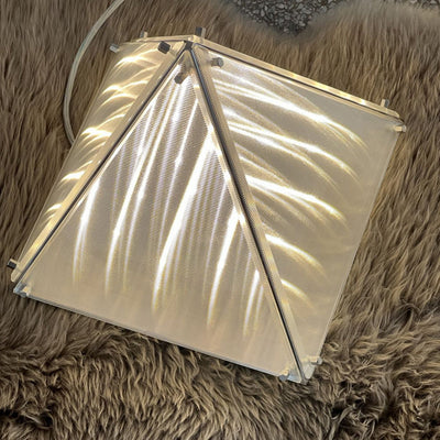 Modern Art Deco Pyramid Stainless Steel Glass LED Table Lamp For Bedroom