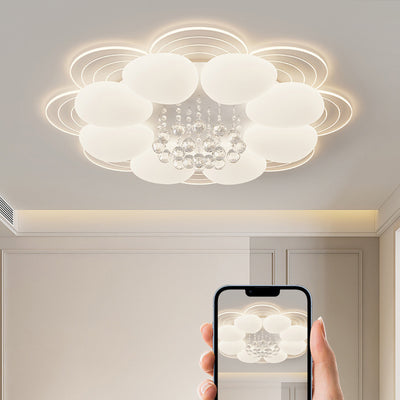 Modern Luxury Round Iron Acrylic Crystal LED Flush Mount Ceiling Light For Bedroom