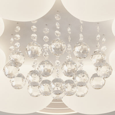 Modern Luxury Round Iron Acrylic Crystal LED Flush Mount Ceiling Light For Bedroom