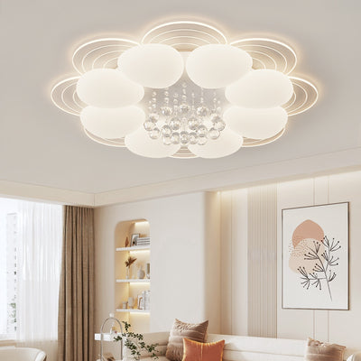 Modern Luxury Round Iron Acrylic Crystal LED Flush Mount Ceiling Light For Bedroom