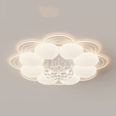 Modern Luxury Round Iron Acrylic Crystal LED Flush Mount Ceiling Light For Bedroom