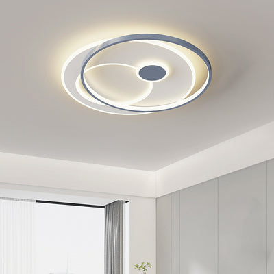 Modern Simplicity Moon Round Iron Acrylic LED Flush Mount Ceiling Light For Bedroom