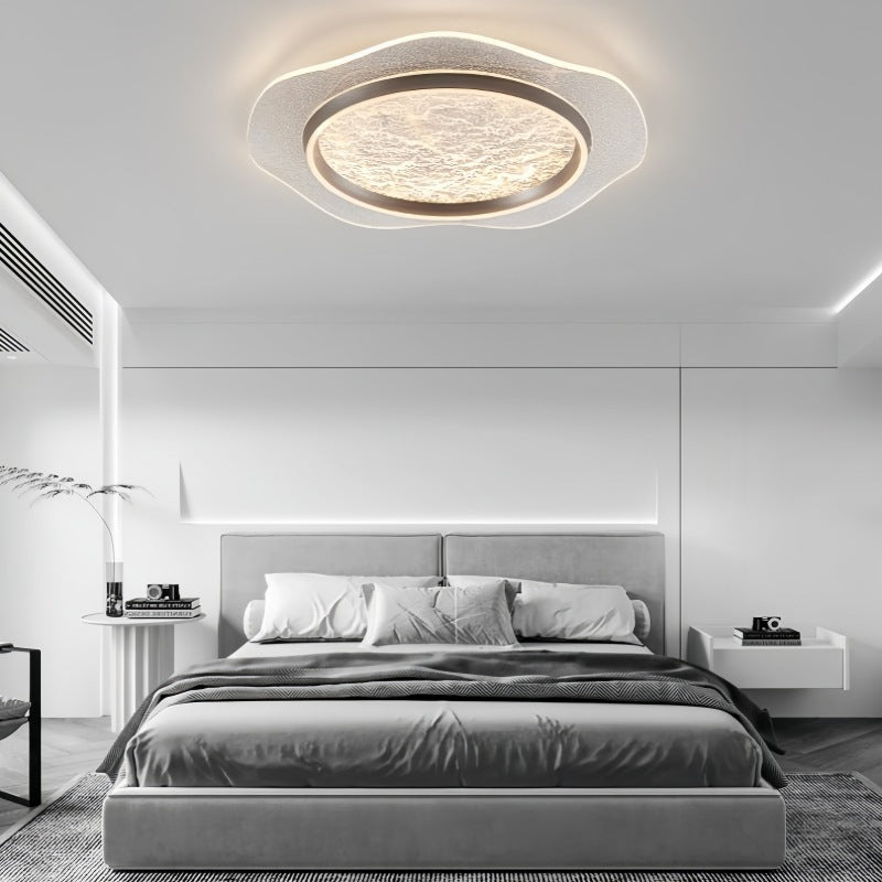 Modern Luxury Flower Round Metal Aluminum Acrylic LED Flush Mount Ceiling Light For Bedroom