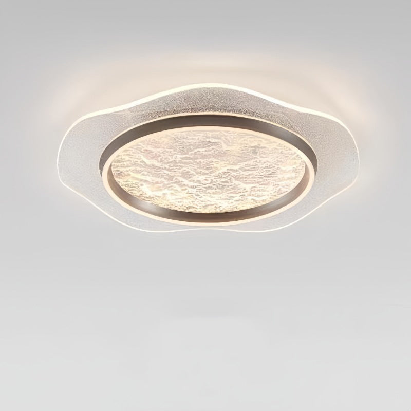 Modern Luxury Flower Round Metal Aluminum Acrylic LED Flush Mount Ceiling Light For Bedroom