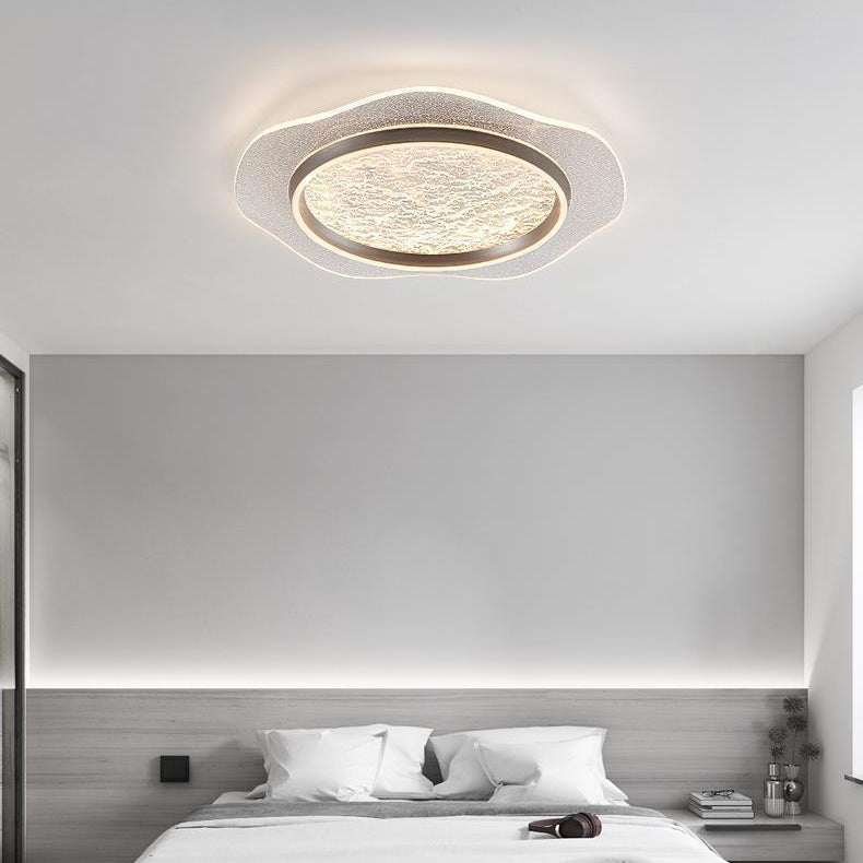 Modern Luxury Flower Round Metal Aluminum Acrylic LED Flush Mount Ceiling Light For Bedroom