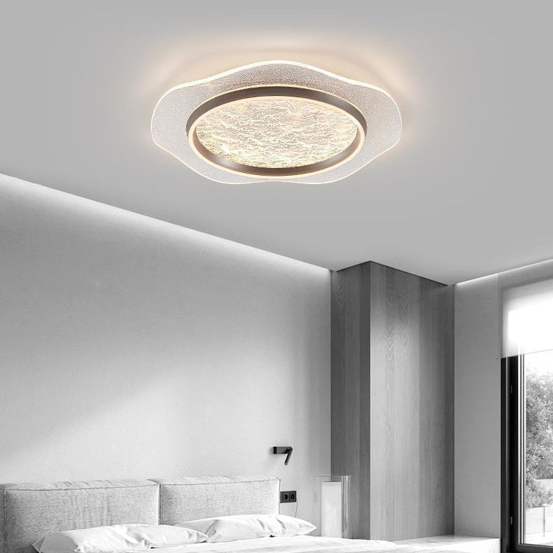 Modern Luxury Flower Round Metal Aluminum Acrylic LED Flush Mount Ceiling Light For Bedroom