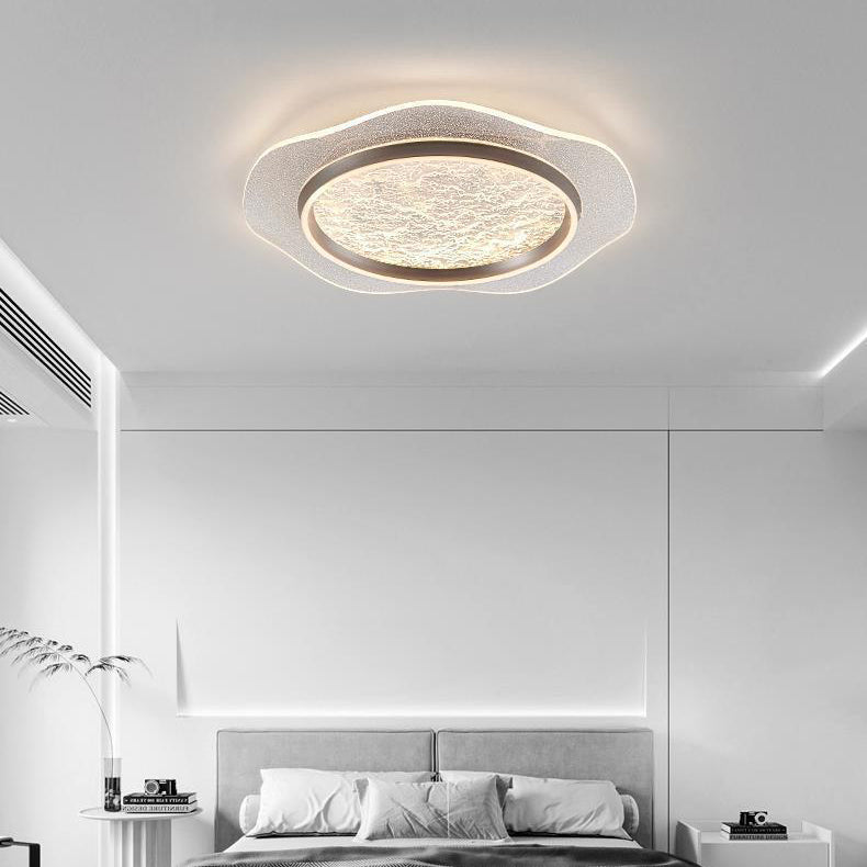 Modern Luxury Flower Round Metal Aluminum Acrylic LED Flush Mount Ceiling Light For Bedroom