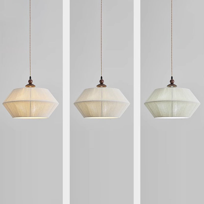 Traditional Japanese Trapezoid Rubberwood Hemp Rope 3-Light Pendant Light For Bedroom