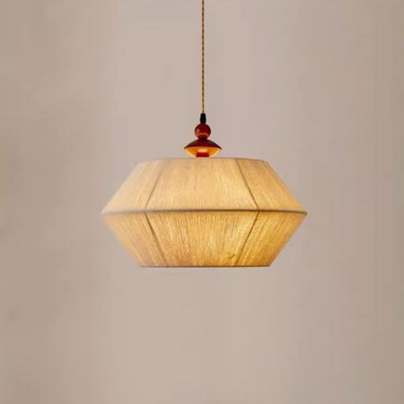 Traditional Japanese Trapezoid Rubberwood Hemp Rope 3-Light Pendant Light For Bedroom