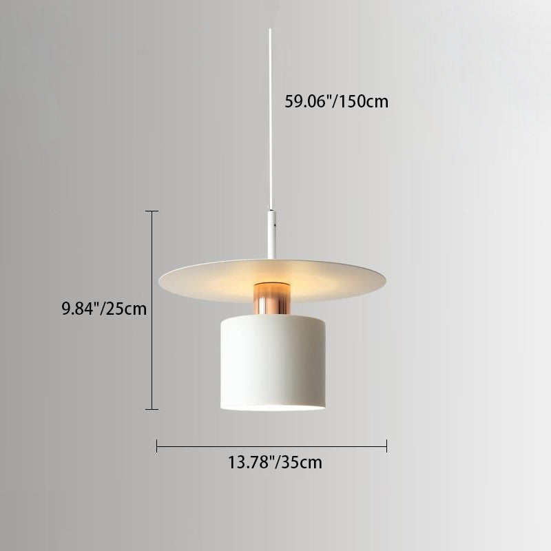 Modern Simplicity Flying Saucer Cylinder Iron 1-Light Pendant Light For Bedroom