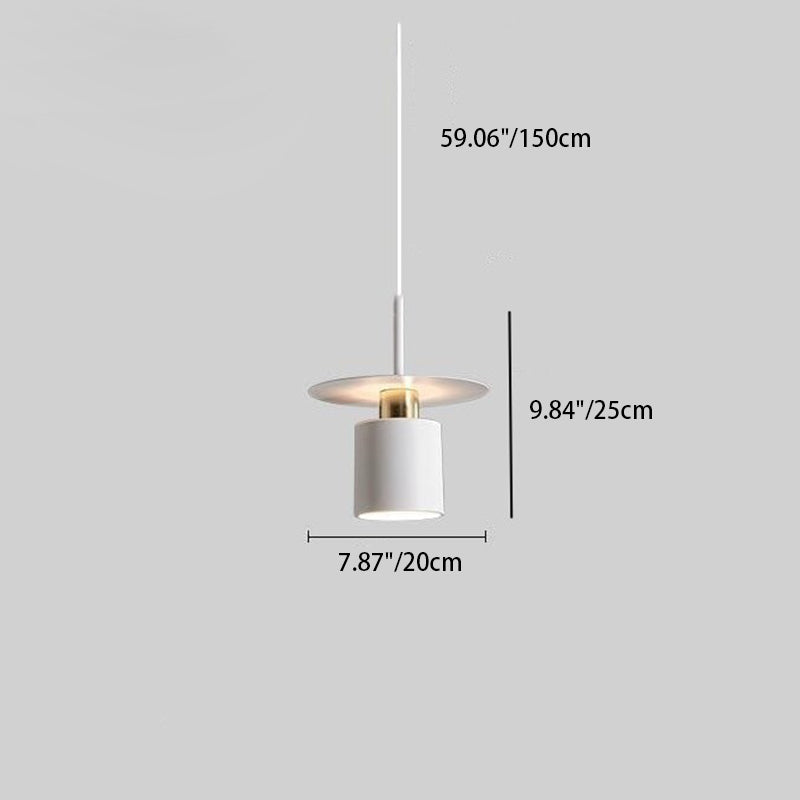 Modern Simplicity Flying Saucer Cylinder Iron 1-Light Pendant Light For Bedroom