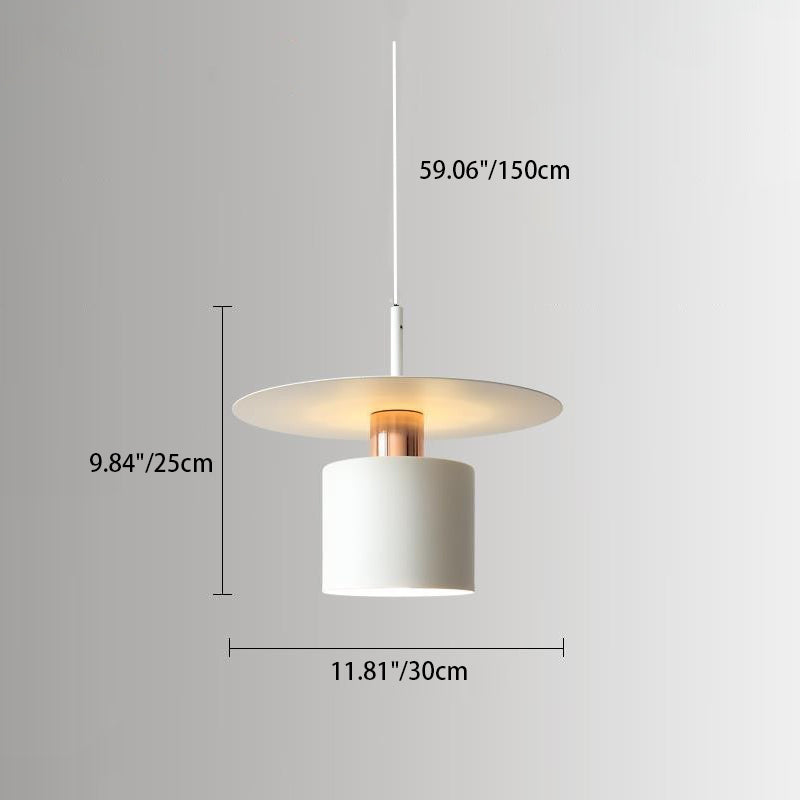 Modern Simplicity Flying Saucer Cylinder Iron 1-Light Pendant Light For Bedroom